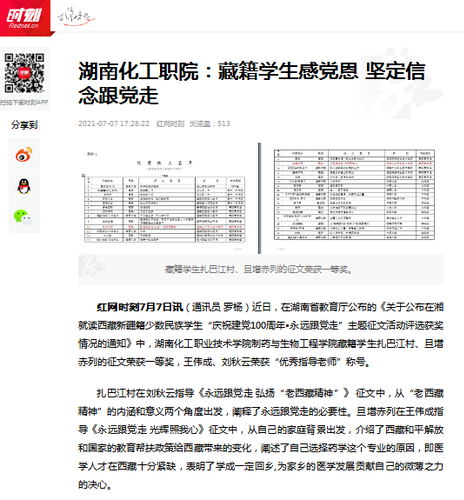 红网 臧籍学生跟党走